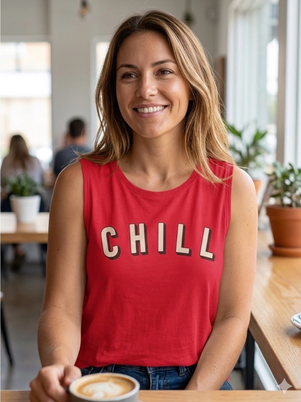 Hippy Chic USA "CHILL" Red Graphic Tank Top - Size Large